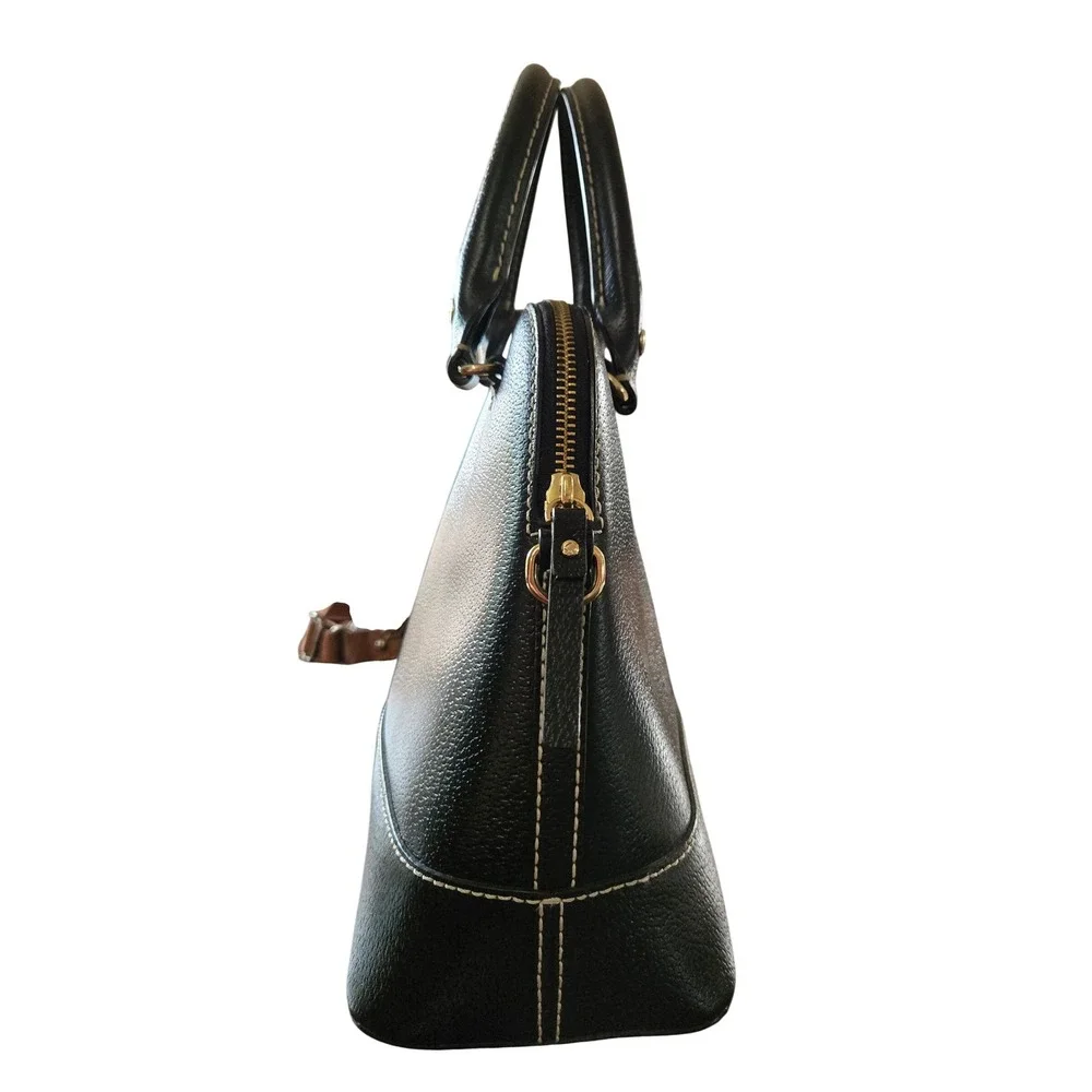 Kate Spade Classic Chic Rachelle Wellesley Black Pebbled Leather Dome Satchel